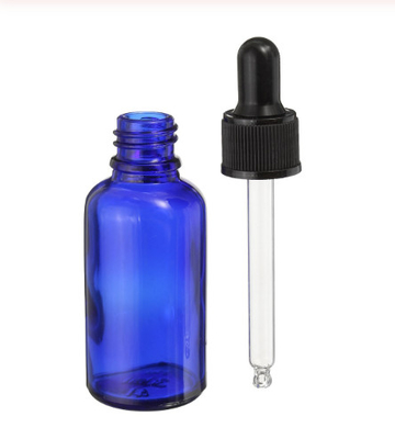 LinDeer Siyah Plastik Kapaklı 30ml Mavi Cam Damlalıklı Şişeler