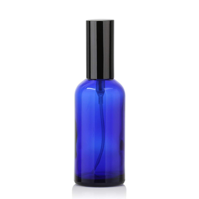Siyah Mist Püskürtücü ile LinDeer 50ml Mavi Cam Pompa Kozmetik Sprey Şişesi
