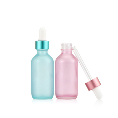 Yarı Şeffaf Mavi Pembe Cam Damlalıklı Boş Uçucu Yağ Şişesi 30ml