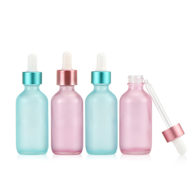 Yarı Şeffaf Mavi Pembe Cam Damlalıklı Boş Uçucu Yağ Şişesi 30ml