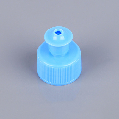 PET Kozmetik Şişe Kapakları Mavi 28mm İtmeli Çekme Kapağı Sızıntı Yok
