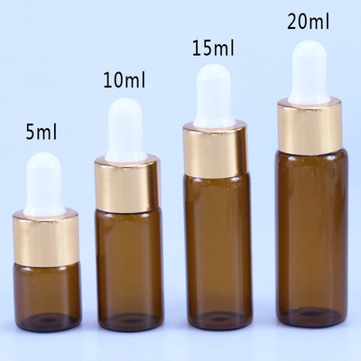 Esansiyel Yağ İçin Kozmetik 10ml 15ml 20ml Kahverengi Cam Damlalıklı Şişe