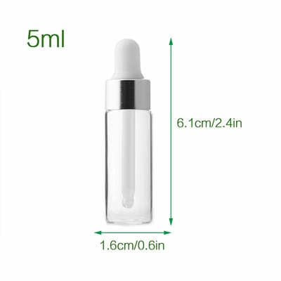 Gümüş Mini 5ml Uçucu Yağ Şişeleri OEM ODM Cam Damlalıklı Şişeler