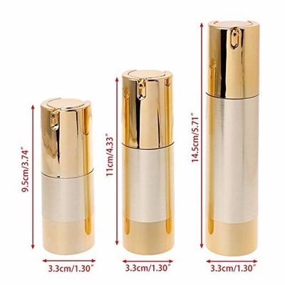 UV Teknik Küçük Altın Havasız Pompa Şişeleri 15ml 30ml 50ml