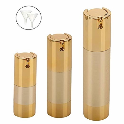 UV Teknik Küçük Altın Havasız Pompa Şişeleri 15ml 30ml 50ml
