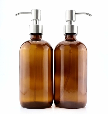 28mm Pompa Dispenseri ile 500ML Kahverengi Cam Losyon Şişeleri
