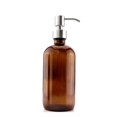 28mm Pompa Dispenseri ile 500ML Kahverengi Cam Losyon Şişeleri