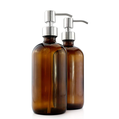 28mm Pompa Dispenseri ile 500ML Kahverengi Cam Losyon Şişeleri