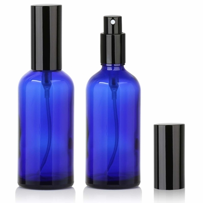 Siyah Mist Püskürtücü ile LinDeer 50ml Mavi Cam Pompa Kozmetik Sprey Şişesi